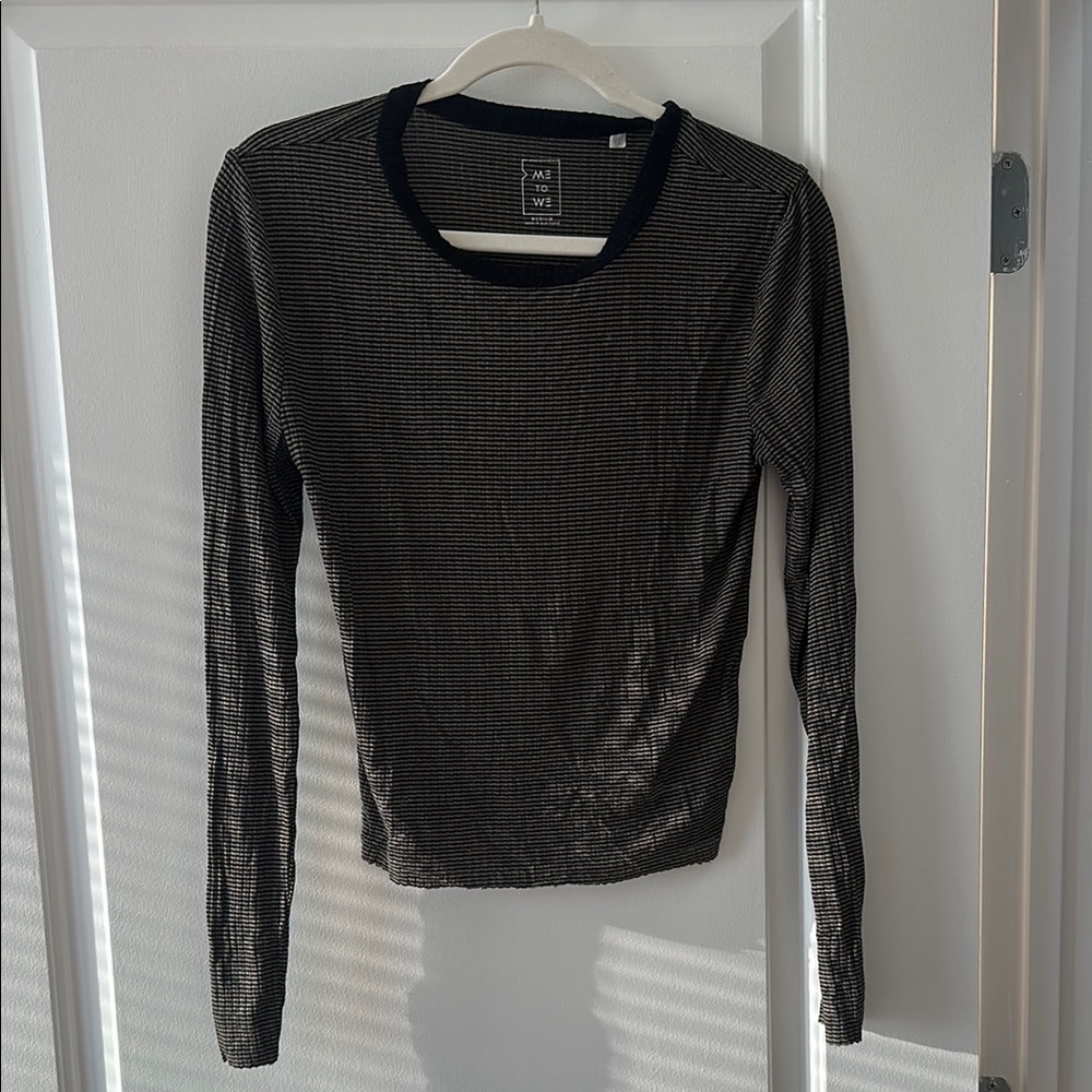 Army Green and Black Striped Women's Top